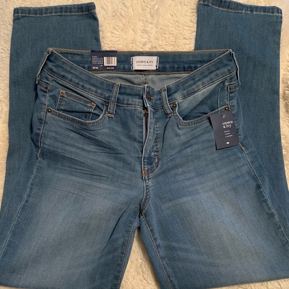 NWT Crown & Ivy Mid Rise Straight Jeans Size 8 - Picture 7 of 8